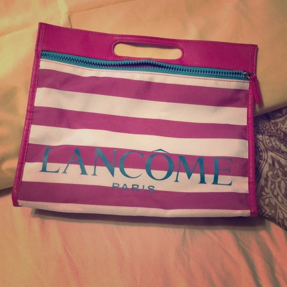 Pink Striped LANCÔME Cosmetics Bag - Picture 1 of 4